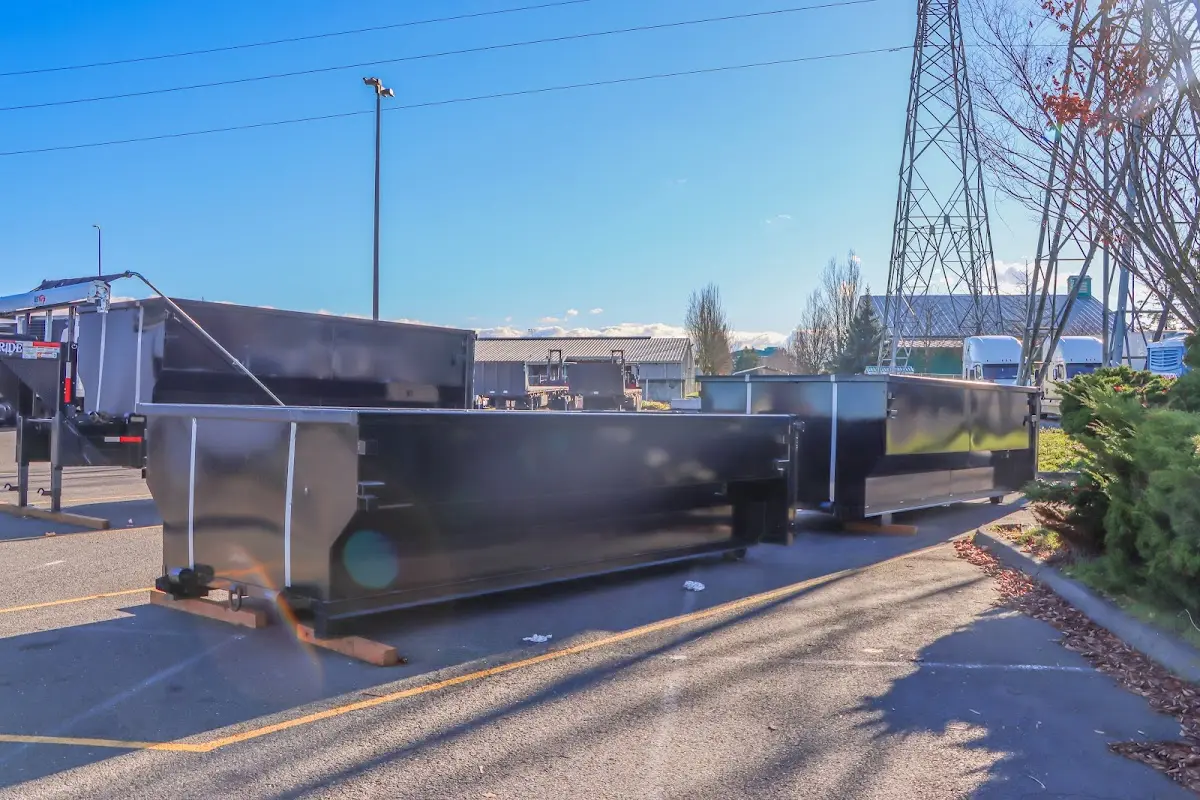 Roll-off dumpster ready for waste disposal at job site for Roll Off Dumpster Rental in Elizabeth